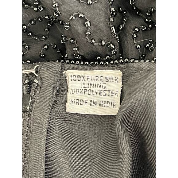 Scala Silk Dress XXL Cocktail Sequins Heavy Beading Formal Evening Sheer Vintage - Picture 8 of 14